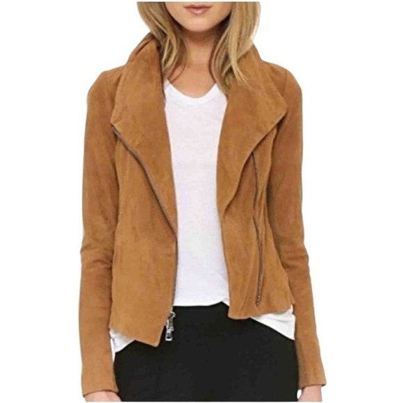 Vince Goat Leather Asymmetrical Zip Crop Moto Jacket - Picture 1 of 13